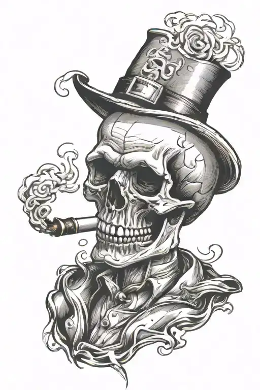 Skull Smoking Cigar
