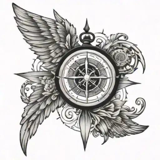 Wings Compass Clock Hands Pointing