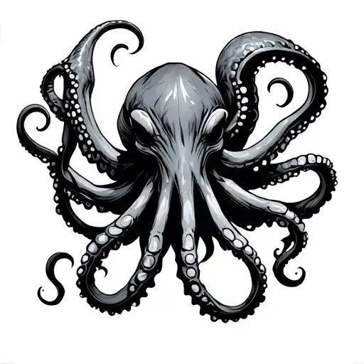 Demon Octopus Cthulhu Hand Simple Outline Only