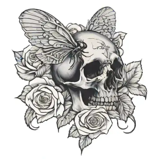 Rose Buter Fly Skull