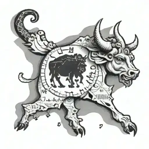Spanish Toro Del Signo With Italian Map Backround Holding