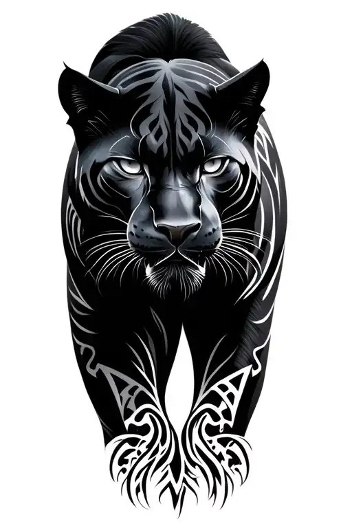 Realistic Black Panther In A Tribal Theme