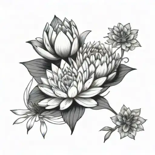 Water Lily & Aster Flower