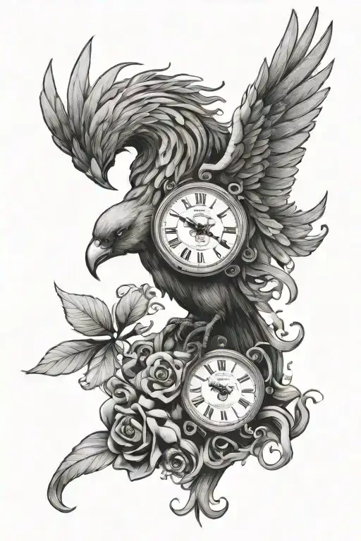 Pheonix Bird With A Watch In Her Claw His Way