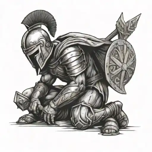 Spartan Warrior Kneeling