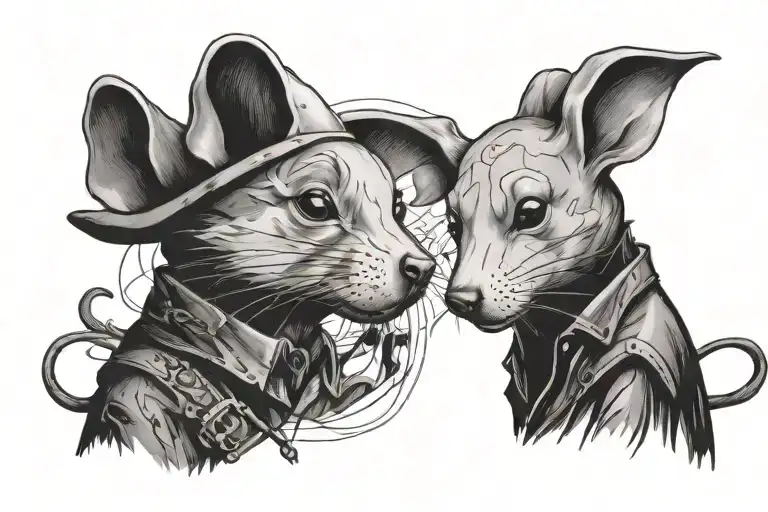 The Outlines Of The Characters From Sendung Mit Der Maus Next To Each Other And With A Line