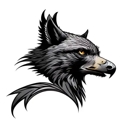 Hawk And Wolf Head Profile Holding