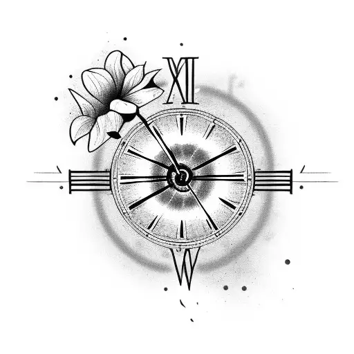 Clock With Flowers And Name