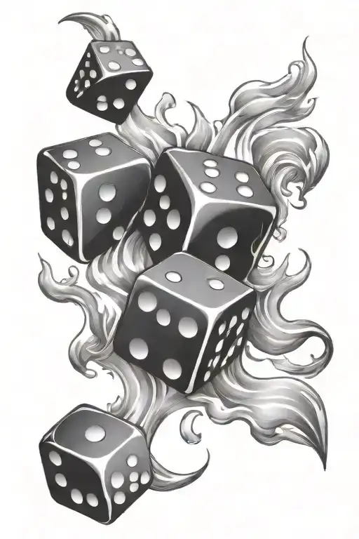 Rolling Dice With Fire Flames Underneath