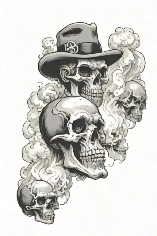 Gangsters And Mobsters With Smokey Skull Cascading Smoke