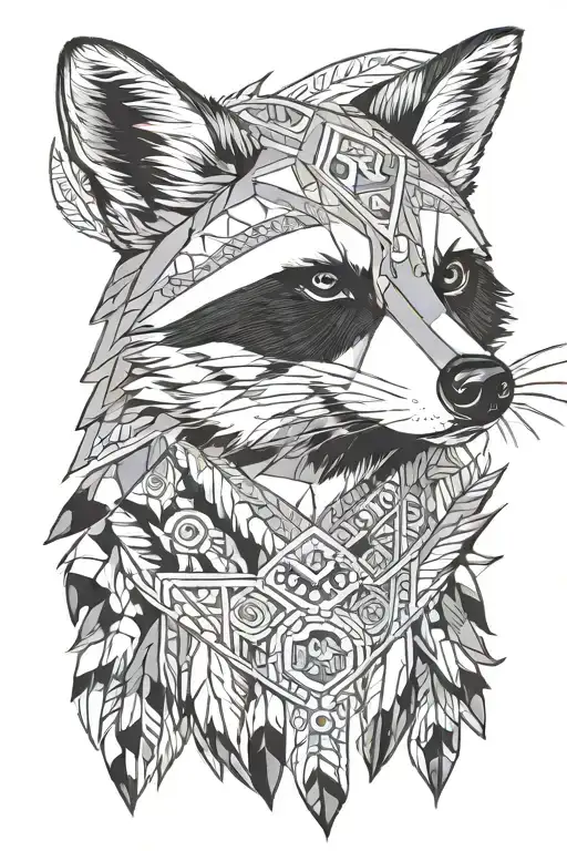Geometric Native American Racoon