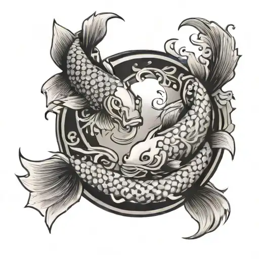 Ying Yang Koi With Fu Dog