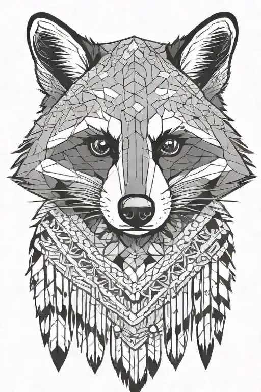 Geometric Native American Racoon