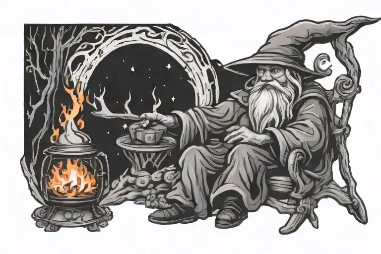 Wizard Next To A Camp Fire