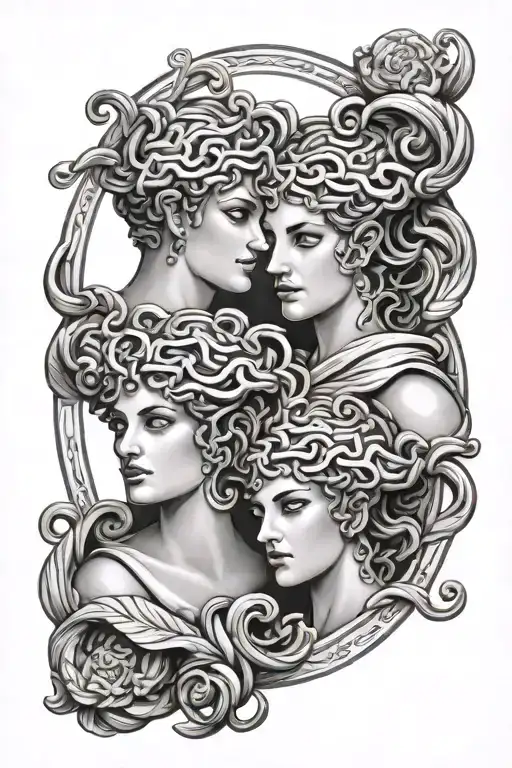 Gemini Twins With Medusa Greek Mythology