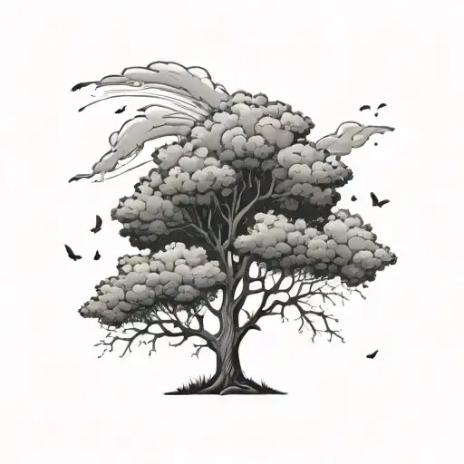 Tree Rainy Weather Wind And Clouds