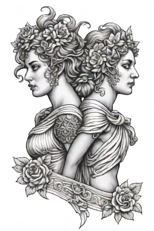 Gemini Twins With Greek Goddess