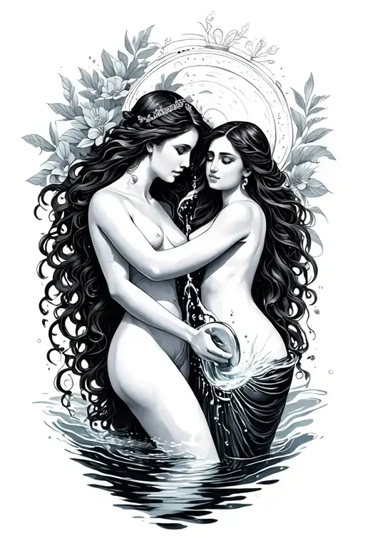 Aquarius And Virgo Lady Pouring Water