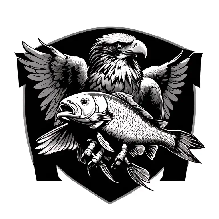 Eagle And Fish In His Claw Holding