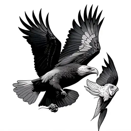 Eagle Flying Eating Fish