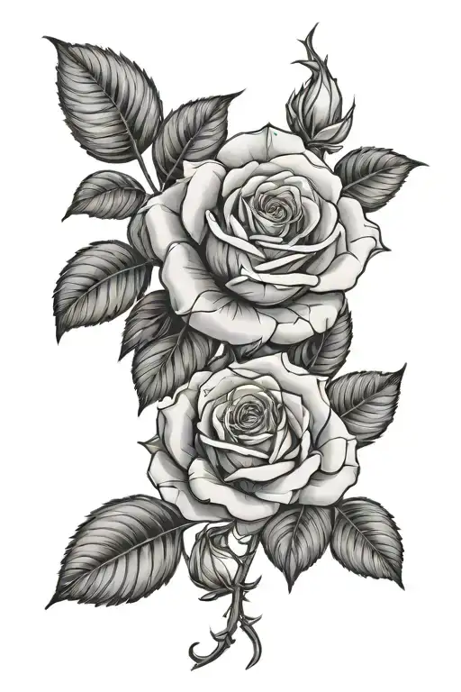 Feminine Fine Line Rose Tattoo Design