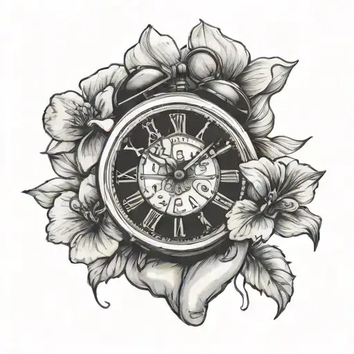 Hands Holding Clock With Violets