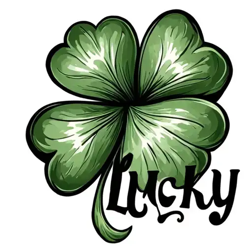 4 Leaf Clover With The Word Lucky