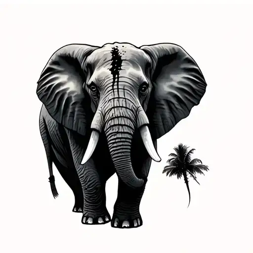 Face Of A Elephant That Looks Like It Has Been Through War With Scars On Its Face And Hug Tasks