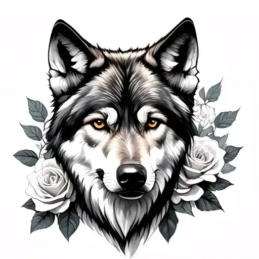 Realistisk Wolf And Roses Blooming