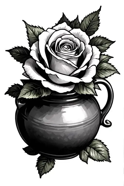 Rose In Winnie The Pooh Honey Pot Leaf