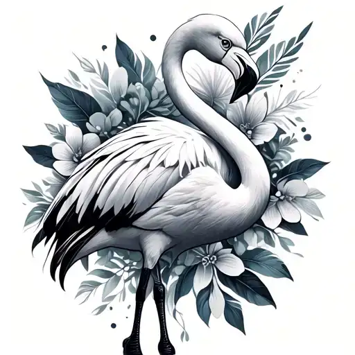 Flamingo Floral Feathers Simple