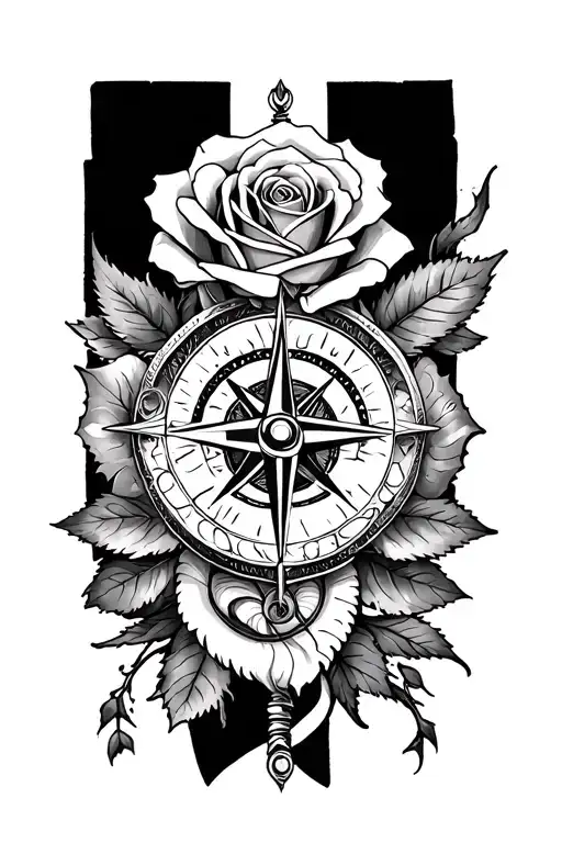 Rose And Compass Forearm Sleeve