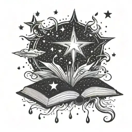 Open Book With Star Rain