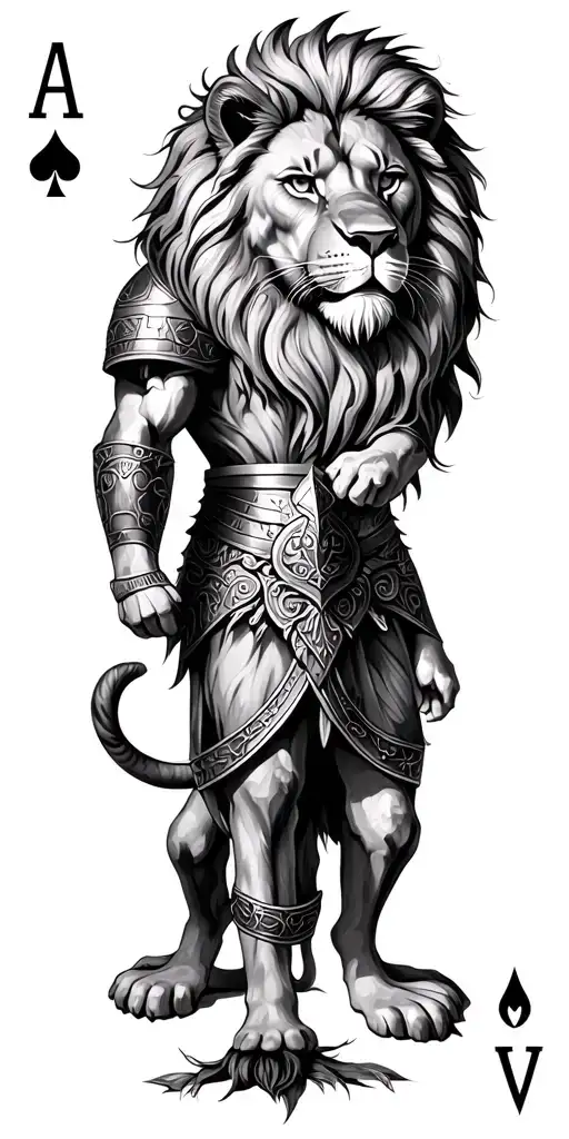 Lion Gladiator Ace Of Spades Warrior Love Family Tree Intertwined