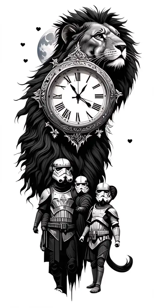 Lion Gladiator Stormtrooper Warrior Nature Moon Clock Love Family