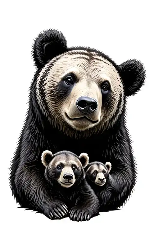 Mama Bear With 3 Cubs