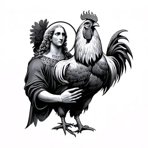 Irish Saint Holding A Portuguese Rooster