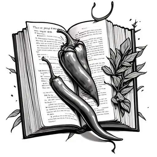 Chili Pepper Outline Over Open Book