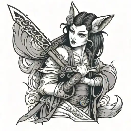 Lady Kitsune With Sword