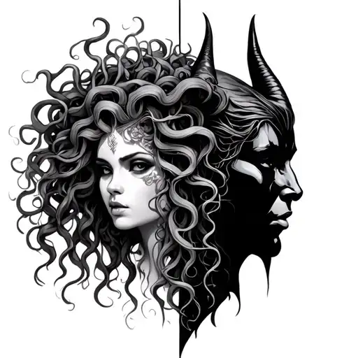 Medusa And Maleficent Faceing Each Other Side