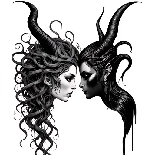 Medusa And Maleficent Faceing Each Other