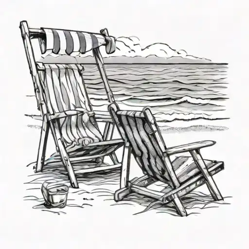 3 Beach Chairs Looking At Ocean