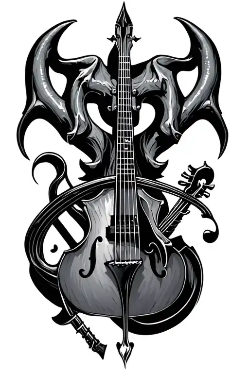 A Satanic Symbol Intertwined With Musical Instruments