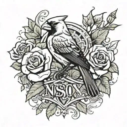 Roses And Cardinal With Red Sox Logo And Notre Dame Logo With Death Dates