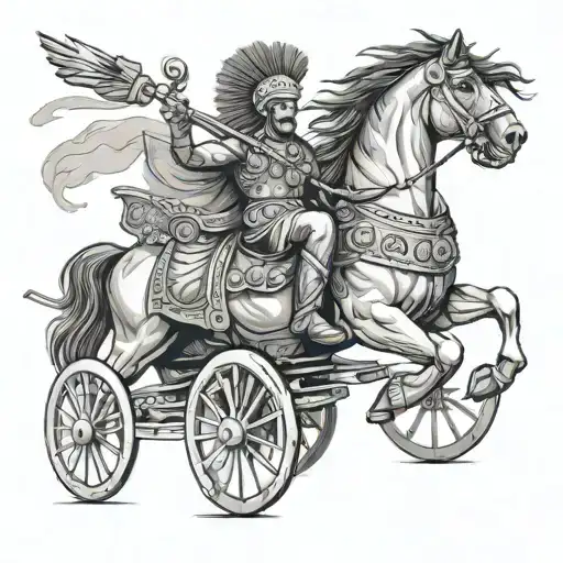 Indian Chariot War Tattoo Mix With Roman Horse