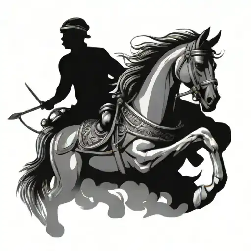 India Chariot War Tattoo Mix With Roman Horse Jumping