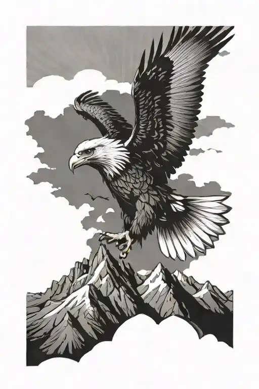 Eagle Flying Over Mountains