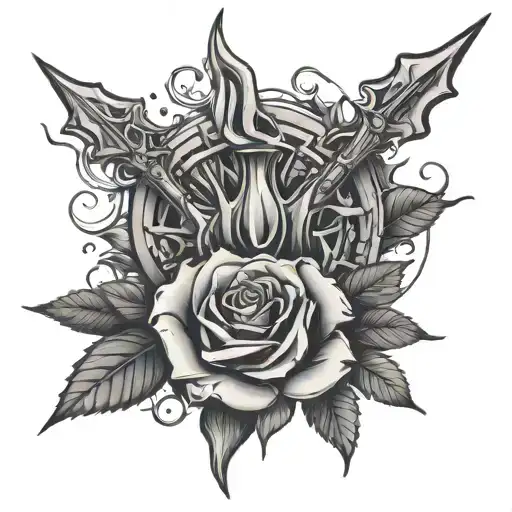 Trident And Rose Surrounded