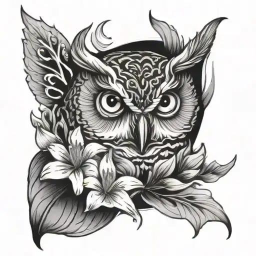 Owl And Flame Lily