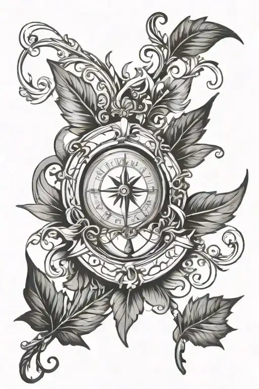 Leaf Vine And Compass And Angel Wing Attached